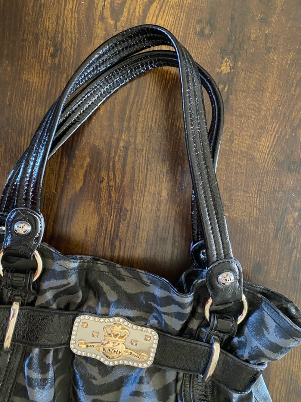 Kathy van Zeeland Black Zebra-Type Print Shoulder Bag - Picture 11 of 16